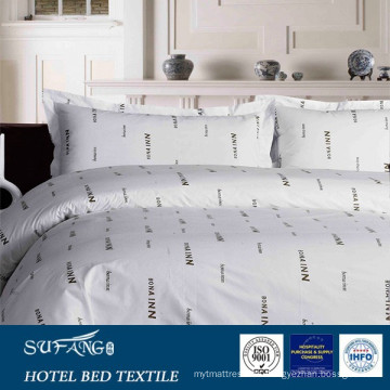 Ropa de cama de algodón impresa carta 200TC cama de hotel